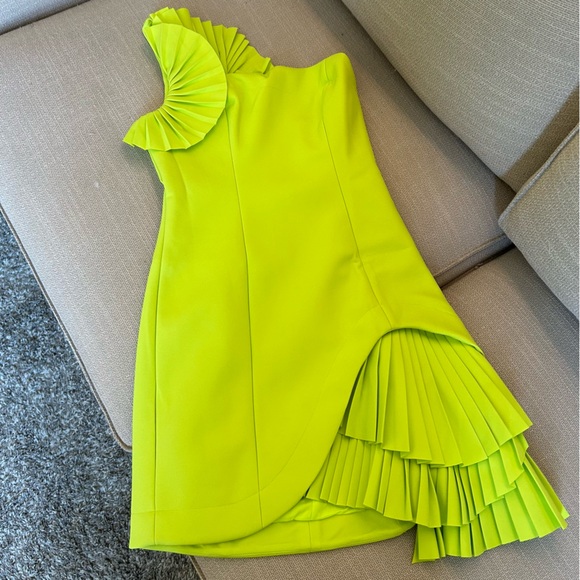 NEW Acler Aberfoyle Mini Dress - Lime Green - Picture 5 of 11